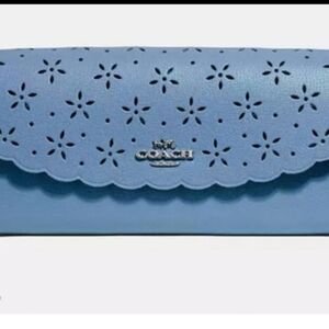 Coach Blue Slim Envelope Scalloped Wallet‎ Vintage Limited Edition